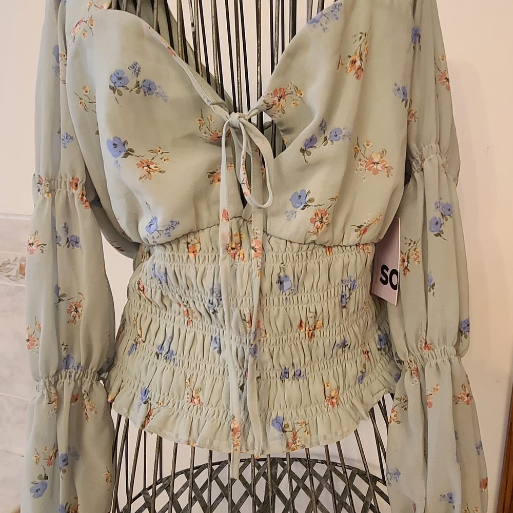 Light Green Floral Blouse